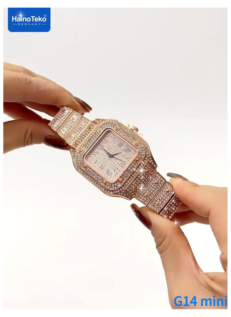 Haino Teko Haino Teko G14 Mini Smart Watch With Stylish Analog Watch Beautifully Designed Bracelet and 3 Pair Straps Designed For Women Gold  - Image 5