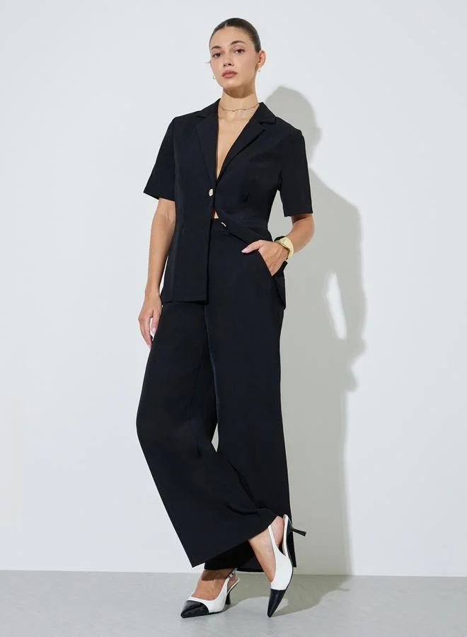 ستايلي Black Solid Wide Leg Pants