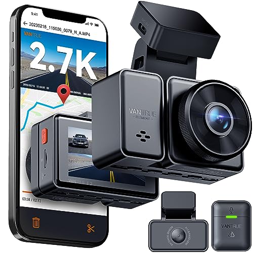 Vantrue E2 Dash Cam Front and Rear with Voice Control, 2.7K + 2.7K Dual Dash Camera for Cars, WiFi, GPS, STARVIS Night Vision, Buffered Parking Mode, G-Sensor, 2.45" IPS, 160°, WDR, Support 512GB - Image 1