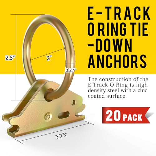 Eapele 20pcs Steel E-Track O Ring Tie-Down Anchors, Secure Cargo in Enclosed/Flatbed Trailers, Trucks, Load Limit of 1500lb - Image 2