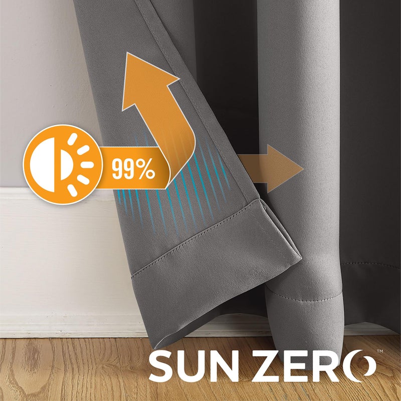 Sun Zero Soho 2-pack Blackout Energy Efficient Grommet Curtain Panel Pair, 54" x 96", Gray - Image 4