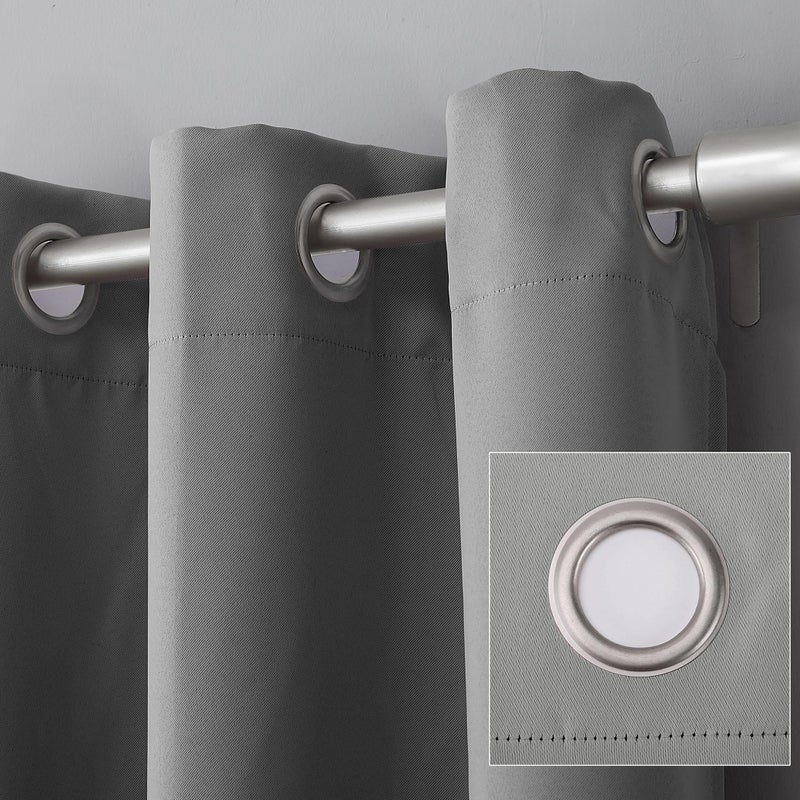 Sun Zero Soho 2-pack Blackout Energy Efficient Grommet Curtain Panel Pair, 54" x 96", Gray - Image 2