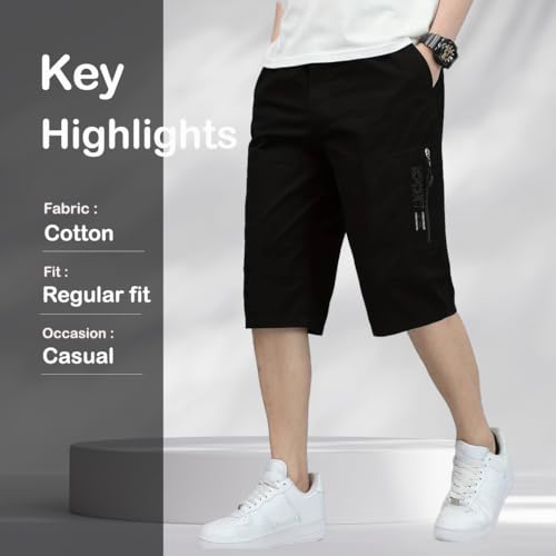 TAGDO® Men's Solid Cotton Shorts | Shorts Pant for Men | Shorts for Men (RF-Cotton-Shorts-2003-Black-S) - Image 2