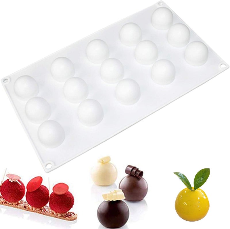 OCPO Kitchen قالب سيليكون ترافل صغير من OCPO KITCHEN لخبز الحلويات، الشوكولاتة، قالب تزيين الكيك، غير لاصق وسهل الإخراج، شكل كرة صغيرة ثلاثي الأبعاد (15 تجويفًا) - Image 1