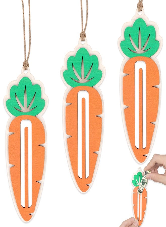 Diltik 3 Pack Easter Carrot Money Holder, Wooden Cash Gift Holder with String, Easter Basket Stuffers, Money Gift Card Holder for Easter Decorations, Egg Hunt, Holiday Gifts - Image 1