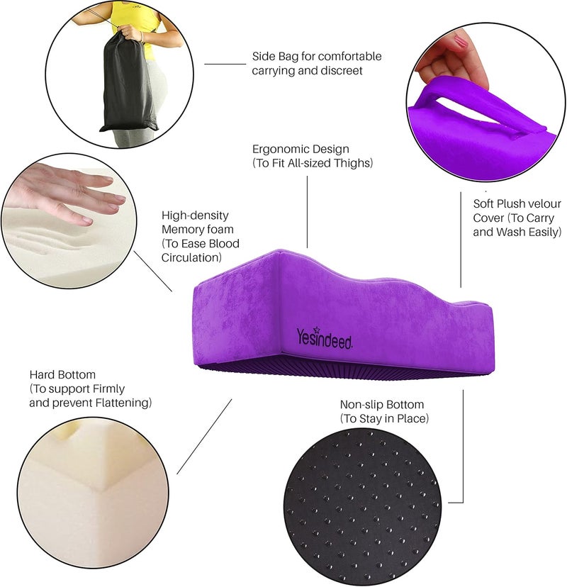 YESINDEED The Original Brazilian Butt Lift Pillow – Dr. Approved for Post Surgery Recovery Seat – BBL Foam Pillow + Cover Bag Firm Support Cushion Butt Support Technology - Purple - Image 5
