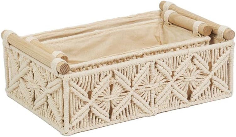 Homesmiths Small Cotton Rope Basket with Handle - Ivory - Image 3