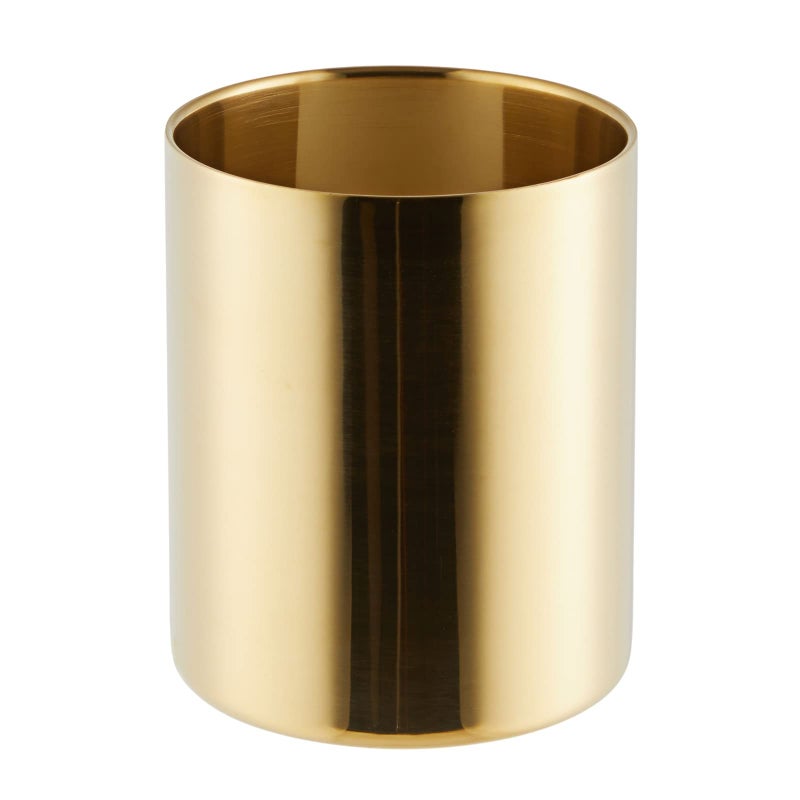 Juvale Desk Organizer Pen & Pencil Holder - 3.2 x 3.9 in, Gold Stainless Steel - Desk Supply Organizer with Gold Pen Cup, Makeup Brush Cup & Vanity Brush Holder - Image 1