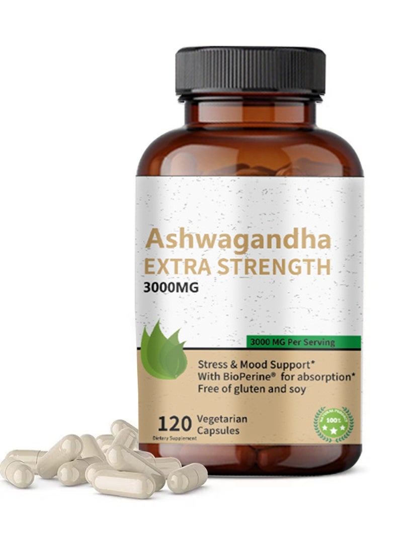 إكسترا كبسولات أشواجند القوية 3000 ملغ - صيغة تخفيف التوتر، دعم طبيعي للمزاج، مكمل يدعم التوتر والتركيز والطاقة، 120 كبسولة - Image 5
