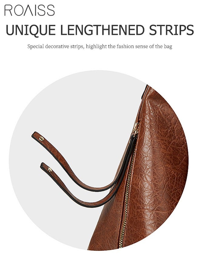 roaiss 2-Piece Large Capacity Leather Tote Bag Shopping Handbag Travel Crossbody Bag With Wallet Set for Women - Shoulder Bag with Top Handle  - Image 4