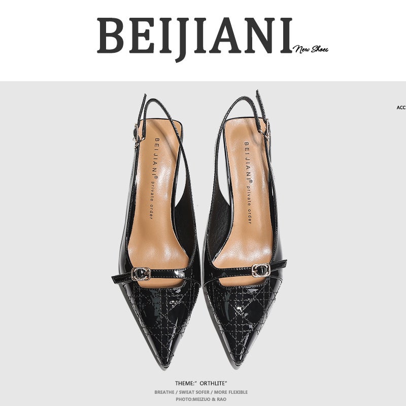 2023 Chic Pointed-Toe High Heel Sandals for Women Black 