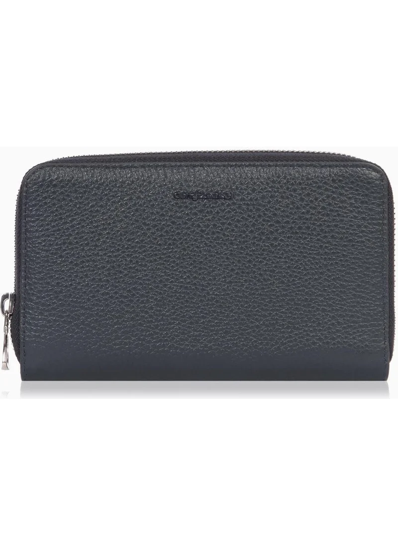 Cengiz Pakel Genuine Leather Portfolio/wallet with Phone Compartment - 65580 - Navy Blue