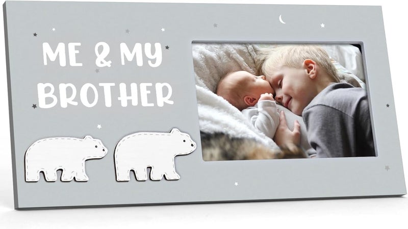 ifeolo Me and My Brother Picture Frame Sibling Keepsake Photo Frame Baby Gift for Baby Shower for Newborn Toddler Boy Little Sister Big Brother Gift Little Boy Big Sister Gender Neutral Nursery Decor - Image 1