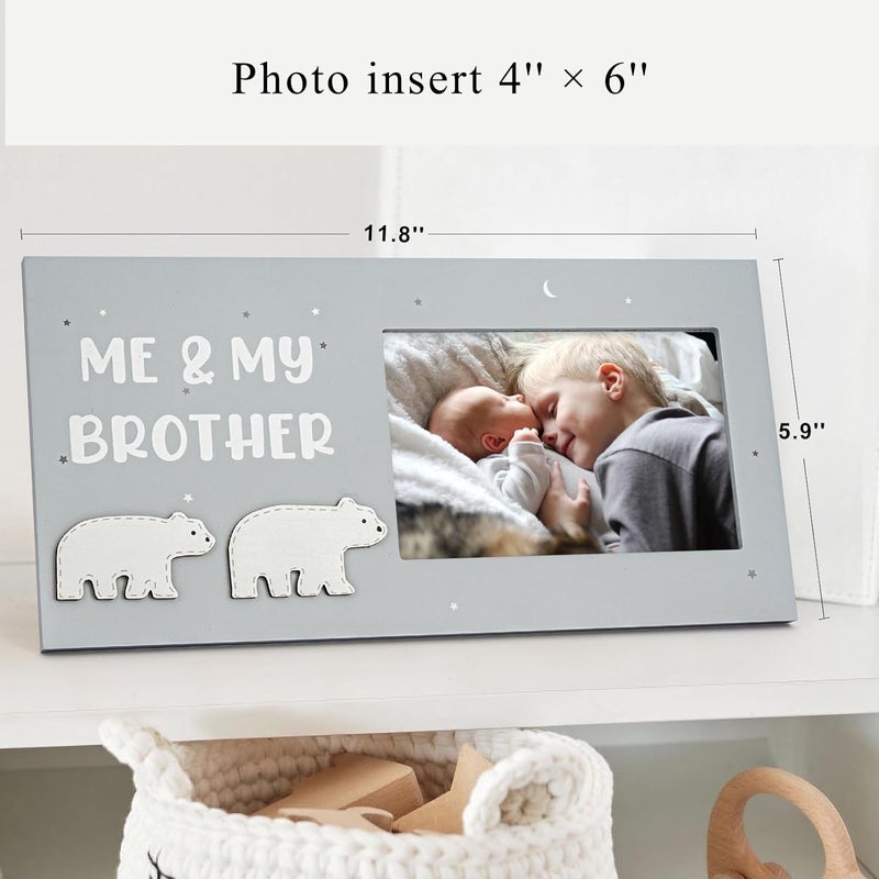 ifeolo Me and My Brother Picture Frame Sibling Keepsake Photo Frame Baby Gift for Baby Shower for Newborn Toddler Boy Little Sister Big Brother Gift Little Boy Big Sister Gender Neutral Nursery Decor - Image 3