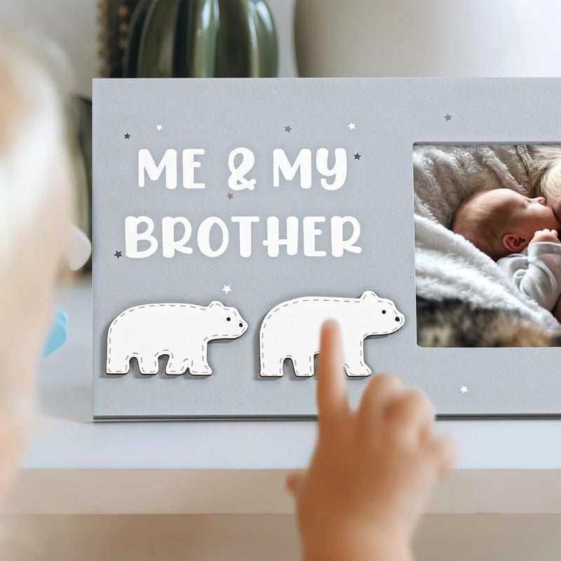 ifeolo Me and My Brother Picture Frame Sibling Keepsake Photo Frame Baby Gift for Baby Shower for Newborn Toddler Boy Little Sister Big Brother Gift Little Boy Big Sister Gender Neutral Nursery Decor - Image 2