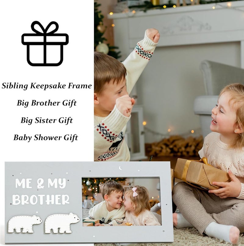 ifeolo Me and My Brother Picture Frame Sibling Keepsake Photo Frame Baby Gift for Baby Shower for Newborn Toddler Boy Little Sister Big Brother Gift Little Boy Big Sister Gender Neutral Nursery Decor - Image 5