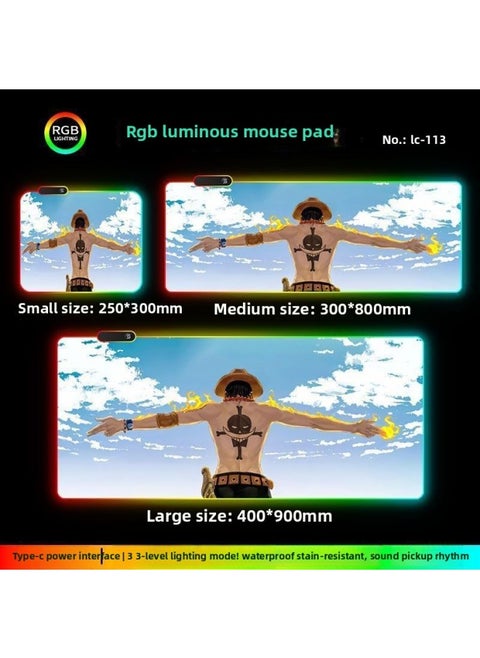 RGB Luminous Mouse Pad Computer Keyboard Hand-held Desktop Pad Oversized Game E-sports Pad Thickened Internet Cafe Table Pad-Color:300*800mm-Pattern:Upgraded Version Of Pickup Rhythm-lc113