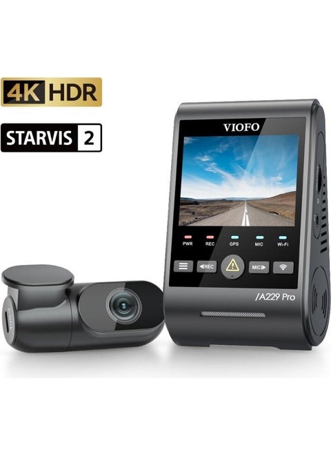 A229 Pro 2 Camera Front + Rear 4k + 2k HDR Sony Starvis 2 Sensor Wi-Fi GPS Vehicle Camera