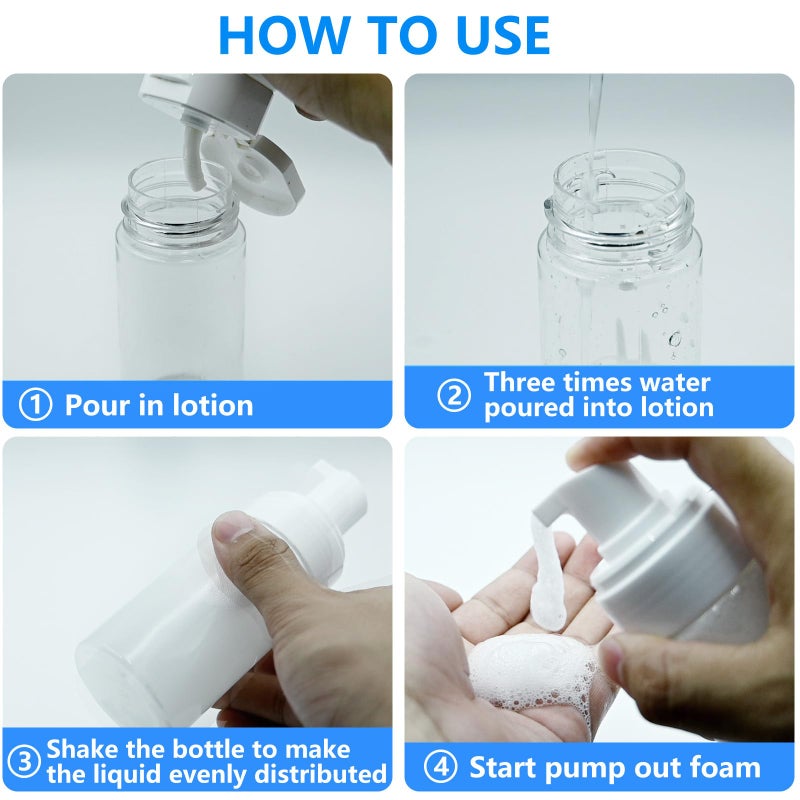 AskBed 4 Pack 3.4 Oz (100ml) TSA Approved Travel Size Foam Pump Bottles for Toiletries Clear Travel Size Bottles Leak Proof with Labels - Image 4