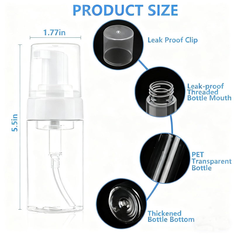 AskBed 4 Pack 3.4 Oz (100ml) TSA Approved Travel Size Foam Pump Bottles for Toiletries Clear Travel Size Bottles Leak Proof with Labels - Image 2