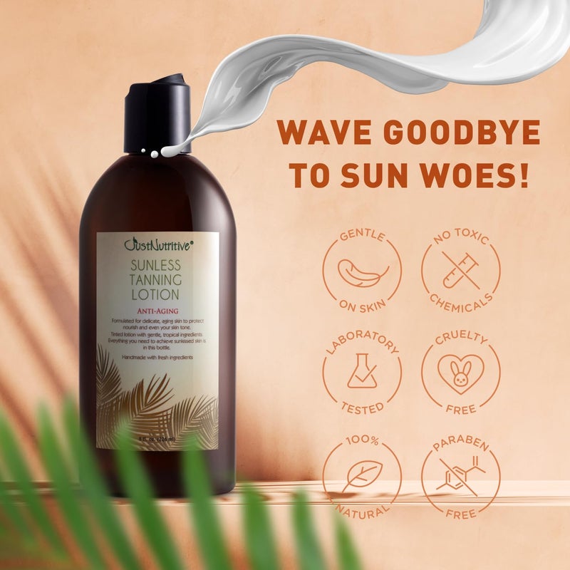 Just Nutritive Sunless Tanning Lotion | Anti-Aging Self-Tanner | Body Tanning | Sun Kiss Glow Bronze Finish | Bronzer Lotion For All Skin Types | Just Nutritive | 8 Oz - Image 3