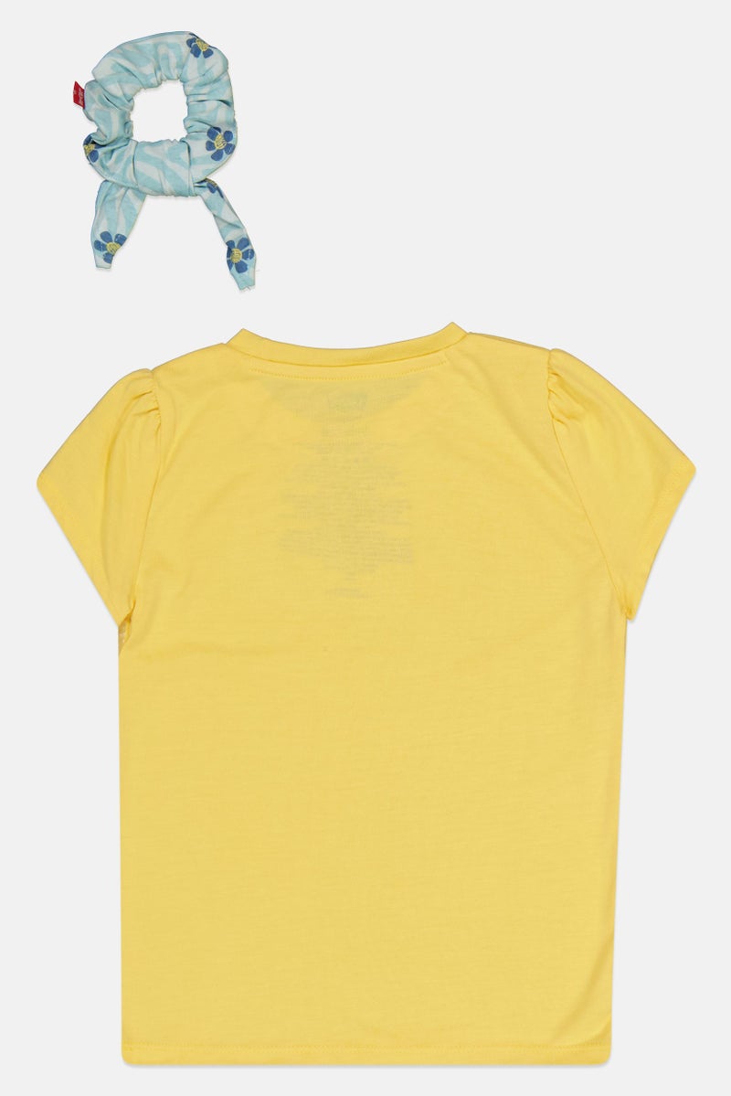 Levi's Kids Girl 2 Piece Brand Logo Top And Scrunchie Set, Yellow - Image 3