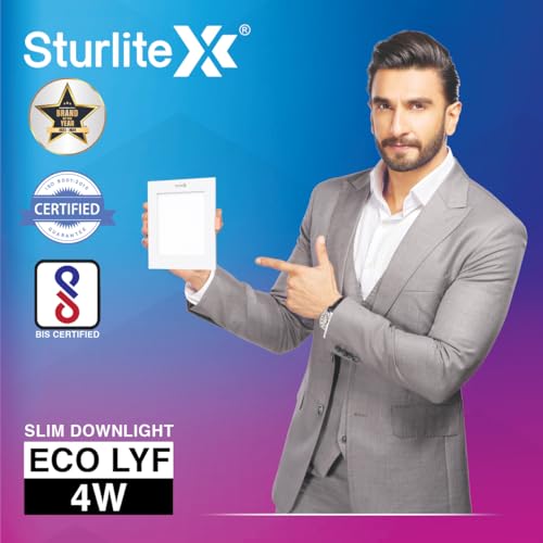 Sturlite Eco LYF 4W Square LED Downlight| Cool White Color Temperature| 280 Lumens with CRI Tech for Various Ceiling Types and Rooms - (Pack of 4) - Image 2