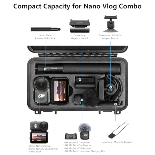 AMAZEAR Hard Case for DJI Osmo Nano Accessories, DJI Osmo Nano Hard Shell Protective Cases for Storage, Travel, Easy Carrying, EVA + ABS Waterproof Storage - Black - Image 2