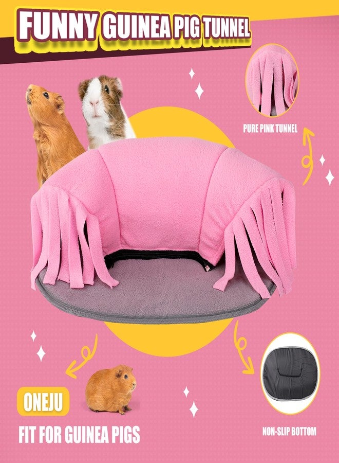 ONEJU Guinea Pig Tunnel, 2-Way Tunnel for Guinea Pig, Hamster and Other Small Pets, Zip Design for Use and Storage, Pure Pink and Grey - Image 3