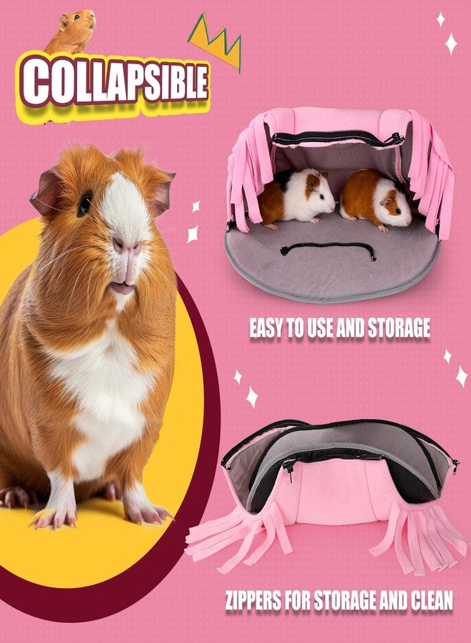 ONEJU Guinea Pig Tunnel, 2-Way Tunnel for Guinea Pig, Hamster and Other Small Pets, Zip Design for Use and Storage, Pure Pink and Grey - Image 4