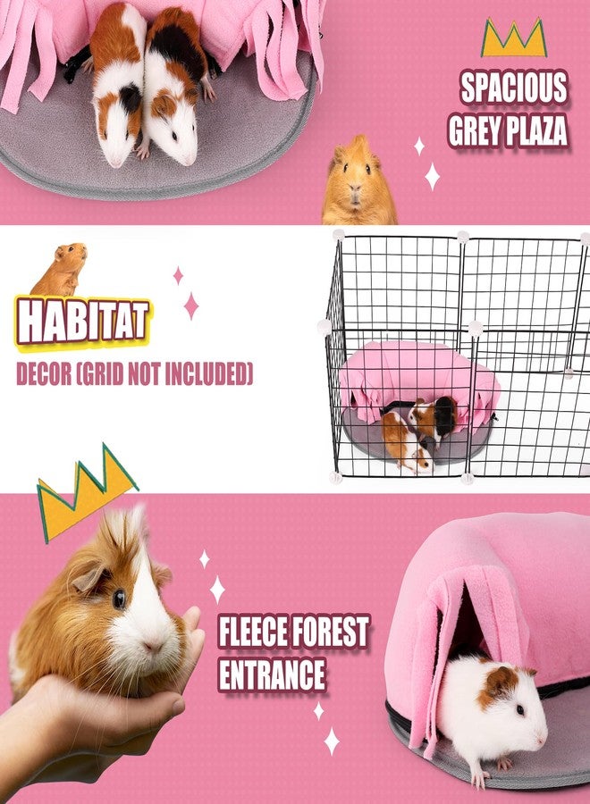ONEJU Guinea Pig Tunnel, 2-Way Tunnel for Guinea Pig, Hamster and Other Small Pets, Zip Design for Use and Storage, Pure Pink and Grey - Image 2