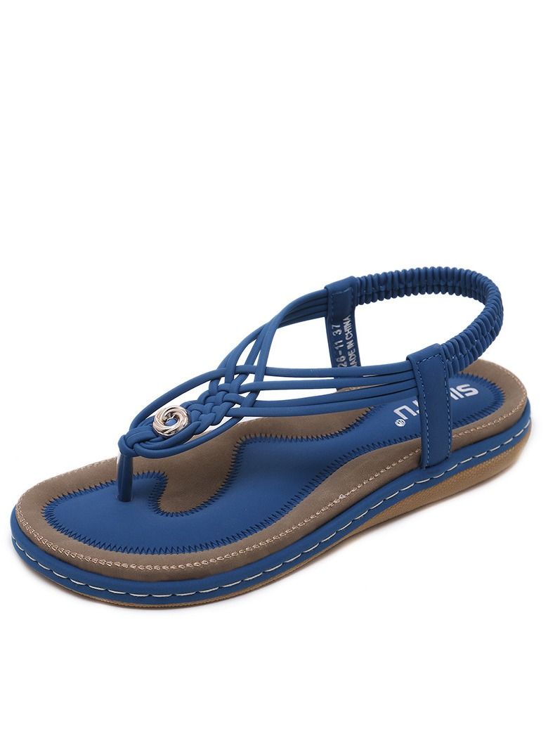 Loquat Braided Casual Flat Comfortable Sandals For Women Blue