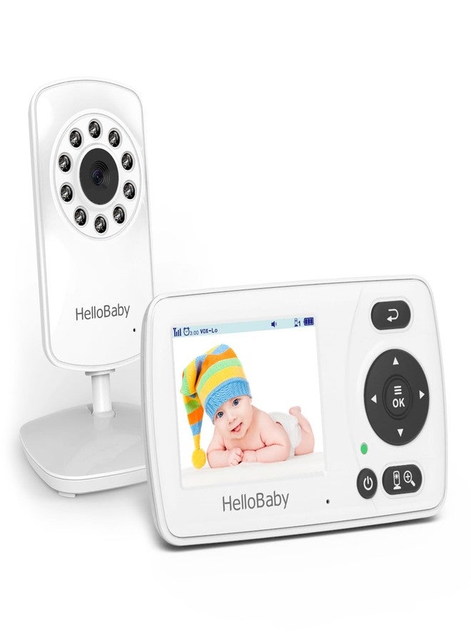 Hellobaby HB30 Video Baby Monitor with Digital Camera and Audio, No WiFi No App Safety Baby Monitor, 8 Languages, Auto Night Vision, 1000ft Transmission Range, 2.4 inch Portable Screen, White - Image 1