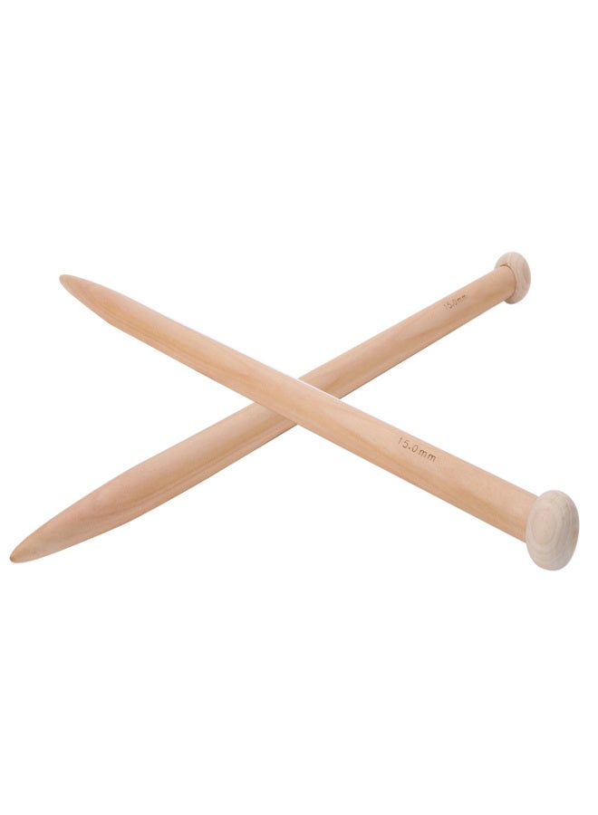 1 Pair Wooden Crochet Hook Knitting Needle Hand Weaving Tool for Scarf Sweater Blanket15mm - Image 4
