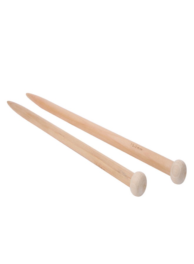 1 Pair Wooden Crochet Hook Knitting Needle Hand Weaving Tool for Scarf Sweater Blanket15mm - Image 2
