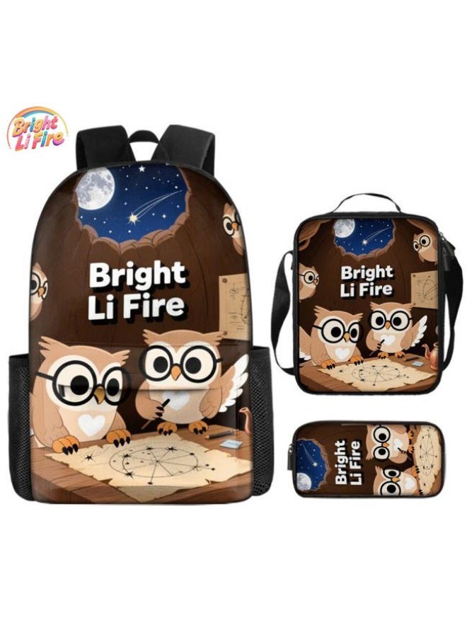 Bright Li Fire Three-piece set of cartoon bags, easily cope with various occasions (students, children, friends' outings, mountain climbing, schooling, etc.) | Backpack + hand-held + stationery bag | School season/holiday gifts - 6 - Image 1