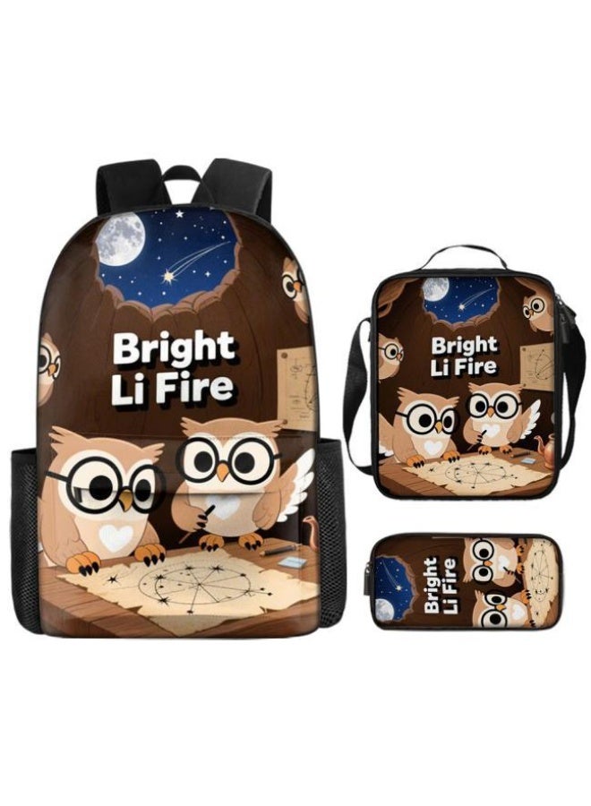 Bright Li Fire Three-piece set of cartoon bags, easily cope with various occasions (students, children, friends' outings, mountain climbing, schooling, etc.) | Backpack + hand-held + stationery bag | School season/holiday gifts - 6 - Image 2