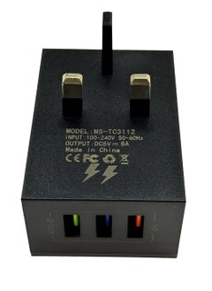 MARVERS Marvers MS TC3112 International Universal Travel Adaptor 3 USB Ports With 6A Quick Charging Black Pack of 2  - Image 4