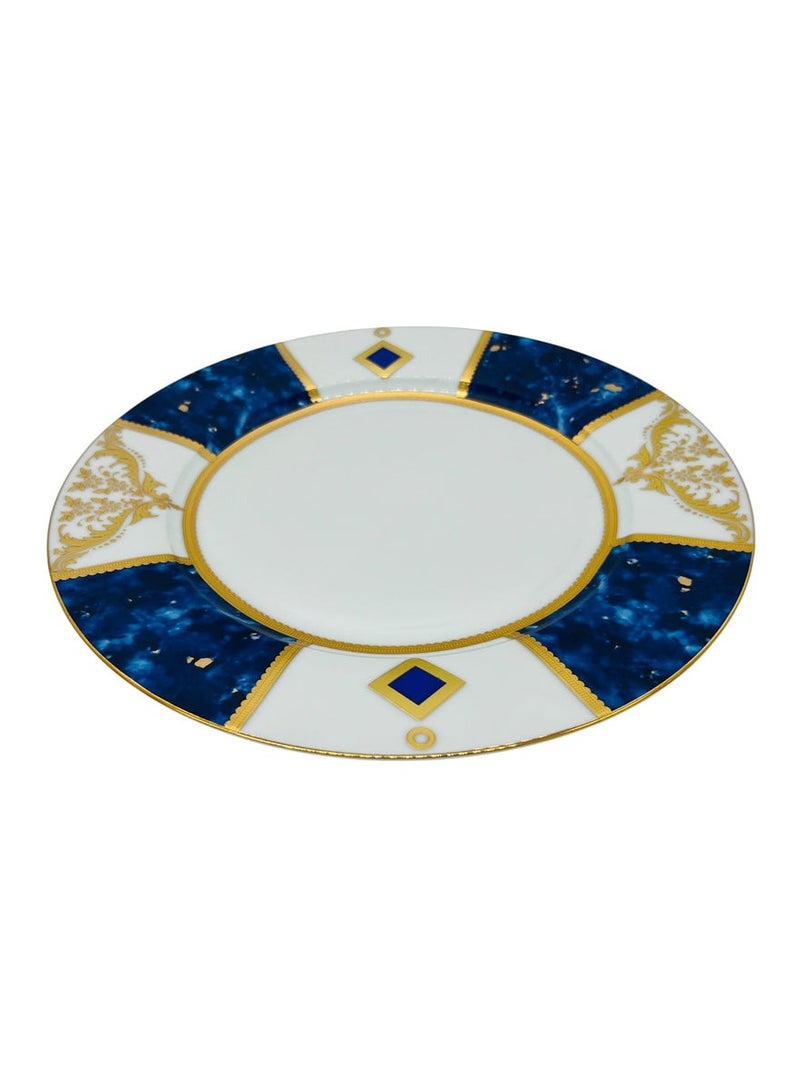 Veronese Ceramic Dinner Plate 10.75", Italian Design, Royal Blue and Gold, PE19151 - Image 1