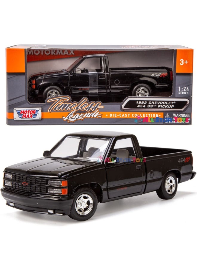 Motor Max Motormax 1992 Chevy 454Ss Pickup Truck 1 24 Scale Diecast Model Car Black  - Image 1