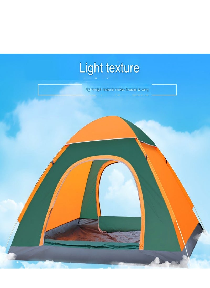 Excellent - Outdoor Fully Automatic Camping Folding Tent Beach Easy Quick Opening - Green Orange (1-2 People) Automatic Single Door - Image 1