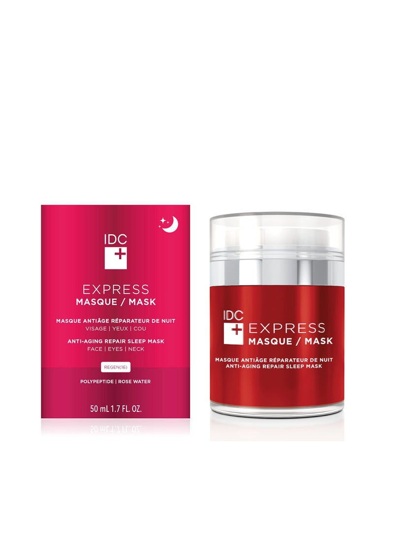 IDC IDC Dermo Express Mask with REGEN(16) Anti-Aging Technology | Overnight Sleeping Gel Mask for Face, Eyes, and Neck | Hydrates, Nourishes, & Rejuvenates Skin | All Skin Types | 1.6 fl. oz / 50 mL 