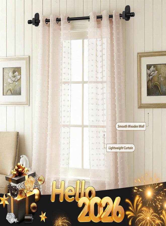 HOTOZON Curtain Rods No Drilling 32 to 58 Inch, HOTOZON 5/8 Inches No Drill Curtain Rods for Windows 40 to 54 Inches(3.2-4.5 ft), Renter Friendly Adjustable Small Drapery Rod for Lightweight Curtains, Black - Image 2
