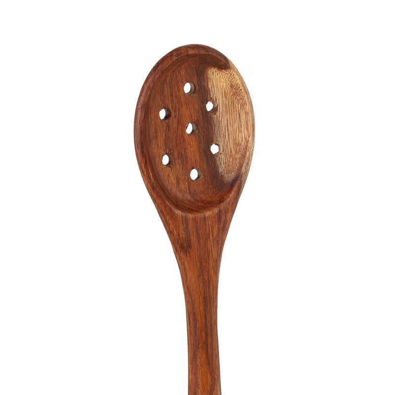 Wooden Kitchen Utensil Set, 4 Pieces, Natural Wood Serving Spoons and Fork, Dark Brown - Image 4
