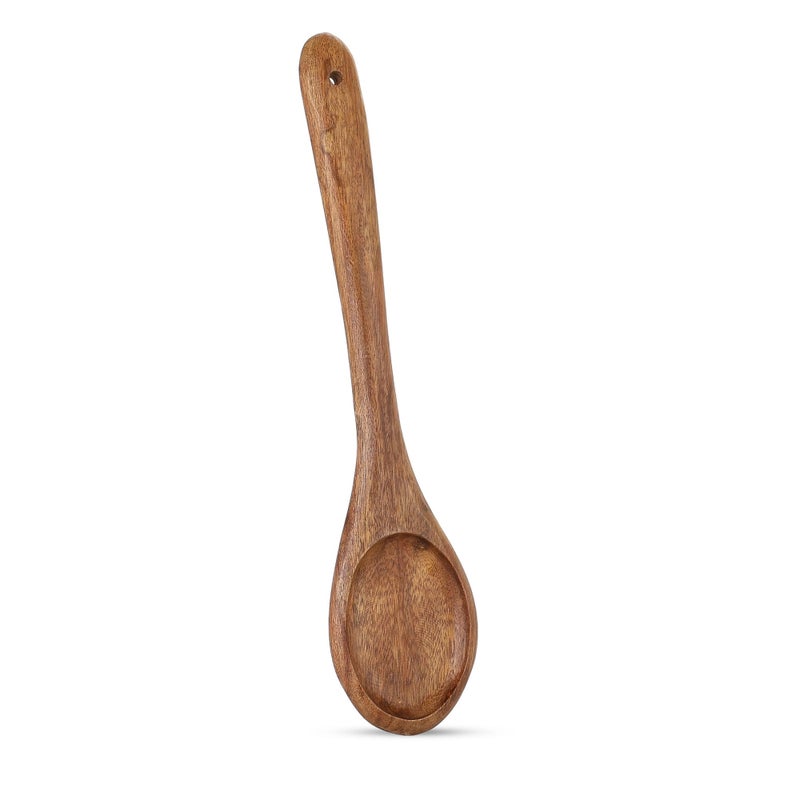 Wooden Kitchen Utensil Set, 4 Pieces, Natural Wood Serving Spoons and Fork, Dark Brown - Image 2