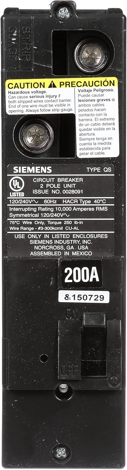 SIEMENS Siemens QS2200 QS Type 200Amp MultiFamily Main Breaker 10 KAIC Rated  - Image 2