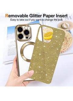 ShebSheb iPhone 13 Pro Case Glitter, Clear Magnetic Phone Cases with Camera Lens Protector [Compatible with MagSafe] Bling Sparkle Plating Soft TPU Shockproof Protective Cover Women Girls  - Image 2