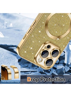 ShebSheb iPhone 13 Pro Case Glitter, Clear Magnetic Phone Cases with Camera Lens Protector [Compatible with MagSafe] Bling Sparkle Plating Soft TPU Shockproof Protective Cover Women Girls  - Image 4