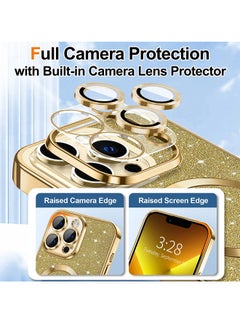 ShebSheb iPhone 13 Pro Case Glitter, Clear Magnetic Phone Cases with Camera Lens Protector [Compatible with MagSafe] Bling Sparkle Plating Soft TPU Shockproof Protective Cover Women Girls  - Image 3