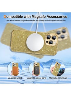ShebSheb iPhone 13 Pro Case Glitter, Clear Magnetic Phone Cases with Camera Lens Protector [Compatible with MagSafe] Bling Sparkle Plating Soft TPU Shockproof Protective Cover Women Girls  - Image 5